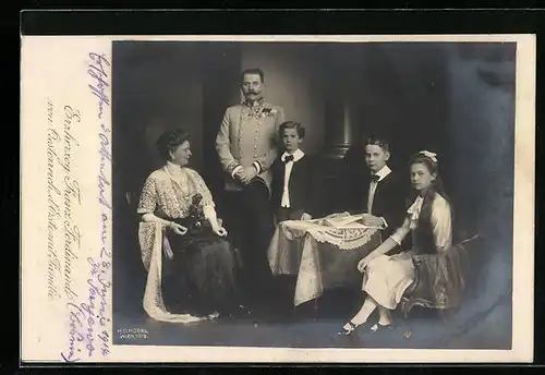 AK Erzherzog Franz Ferdinand von Österreich mit Familie