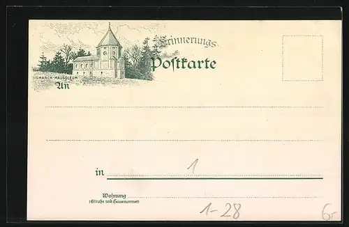 Lithographie Fürst Bismarck, Herzog von Lauenburg, Schloss Friedrichsruh