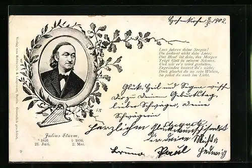 AK Portrait des Dichters Julius Sturm