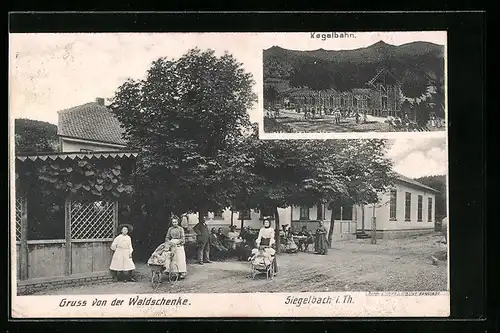 AK Siegelbach i. Th., Gasthaus Waldschenke, Kegelbahn