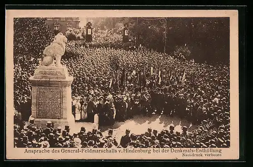 AK Oldenburg, Regimentsfest und. Denkmalsenthüllung 1921, Ansprache v. Hindenburg
