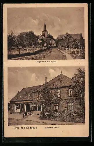 AK Colnrade, Kaufhaus Prote, Langestrasse mit Kirche