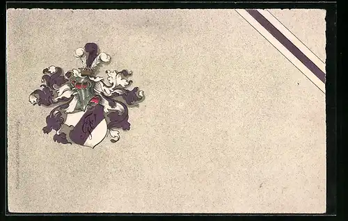 Präge-AK Studentenwappen in den Farben Weiss und Violett