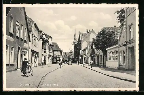 AK Diepholz, Lange Strasse mit Kirchturm