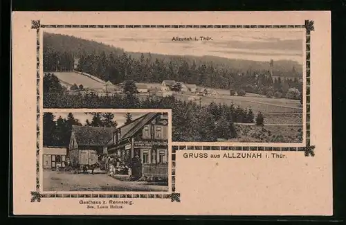 AK Allzunah /Th., Gesamtansicht, Gasthaus zum Rennsteig