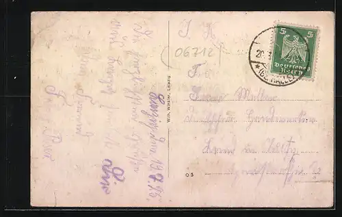 AK Lonzig, Totalansicht, Gasthof Heckardt, Denkmal mit Kindergruppe