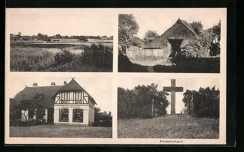 AK Dannau i. Holstein, Geschäftshaus Gustav Schmidt, Ehrendenkmal