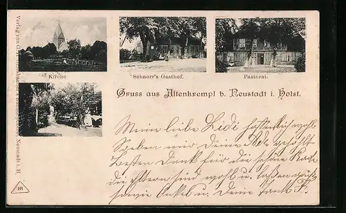 AK Altenkrempe, Kirche, Schnorrs Gasthof, Pastorat