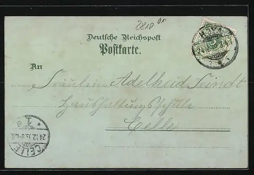 Mondschein-Lithographie Verden a. d. Aller, Kriegerdenkmal, Dom, Gymnasium