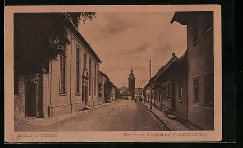 AK Rodach, Westlicher Stadtteil mit Friedhofskirche