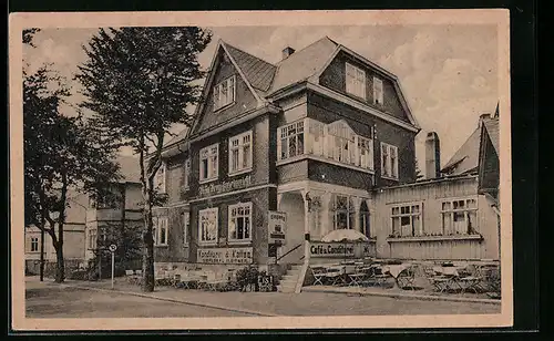 AK Oberhof /Thür., Konditorei Kaffee Eitner mit Strassenpartie