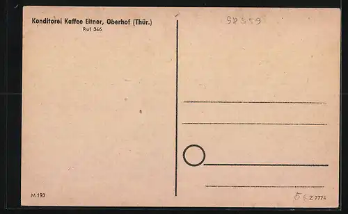 AK Oberhof /Thür., Konditorei Kaffee Eitner mit Strassenpartie