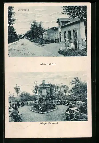 AK Ahrenshöft, Dorfstrasse, Krieger-Denkmal