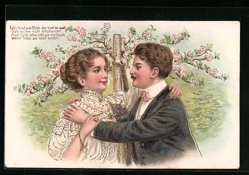 AK Liebespaar in inniger Umarmung