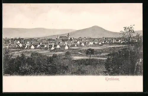 AK Kirchheim /Kr. Nürtingen, Ortsansicht mit Bergblick