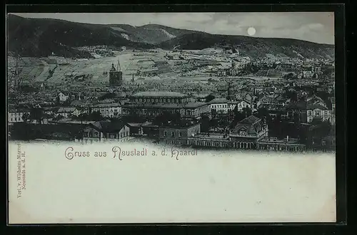 Mondschein-AK Hamburg-Neustadt, Teilansicht mit Fernblick