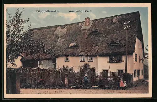 AK Dippoldiswalde, Altes reetgedecktes Haus