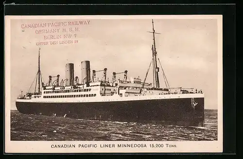 AK Canadian Pacific Liner Minnedosa auf dem Wasser