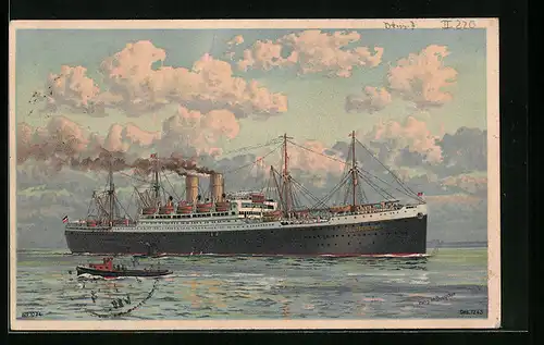 Künstler-AK Doppelschraubendampfer Deutschland der Hamburg-Amerika-Linie
