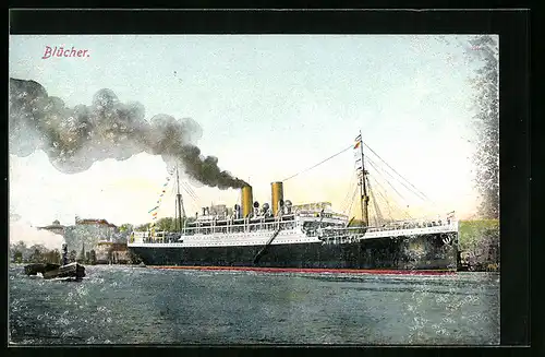 AK Passagierschiff Blücher bei der Hafenausfahrt