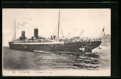 AK Le Havre, Passagierschiff La Savoie auf dem Wasser