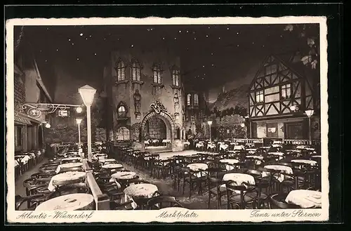 AK Berlin, Atlantis-Winzerdorf, Marktplatz, Tanz unter Sternen, Behrenstr. 53 /54