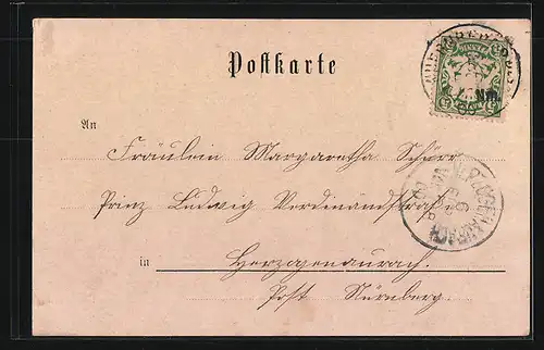 Lithographie Nürnberg, Kaiserburg, Café Fremdenruh