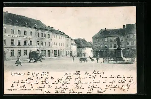 AK Radeberg, Markt, Gasthof zur Stadt Dresden