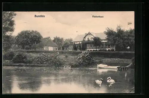 AK Aumühle, Fischerhaus mit Schwanenteich