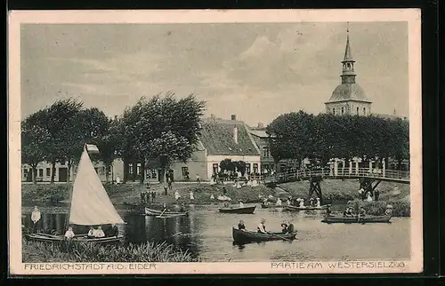 AK Friedrichstadt a. d. Eider, Partie am Westersielzug mit Booten