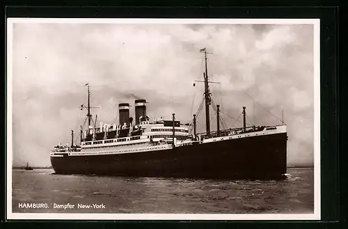 AK Passagierschiff Dampfer New York trifft im Hamburger Hafen ein