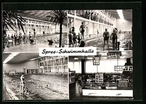 AK Fürstenwalde a. d. Spree, Spree-Schwimmhalle mit Badegästen