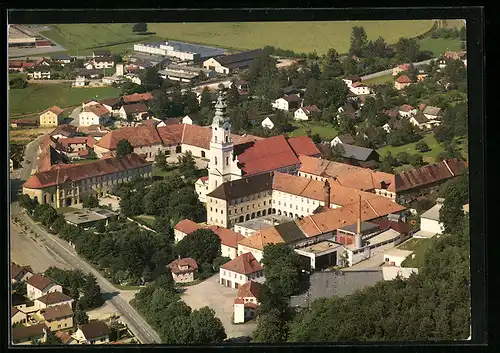 AK Aldersbach, Asamkirche aus der Vogelschau