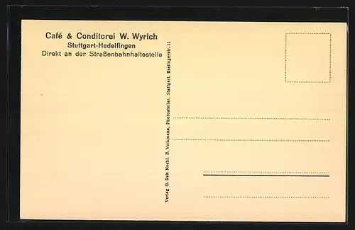 AK Stuttgart-Hedelfingen, Cafe & Konditorei W. Wyrich