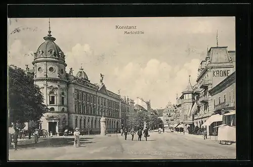 AK Konstanz, Marktstätte mit Gasthaus Krone