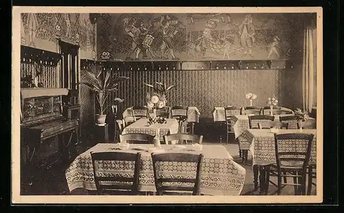 AK Solingen, Restaurant Wilh. Hugenbruch, Alleestr. 9 Ecke Donaustr., Innenansicht