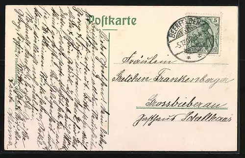 AK Grossbieberau, Totalansicht, Kriegerdenkmal