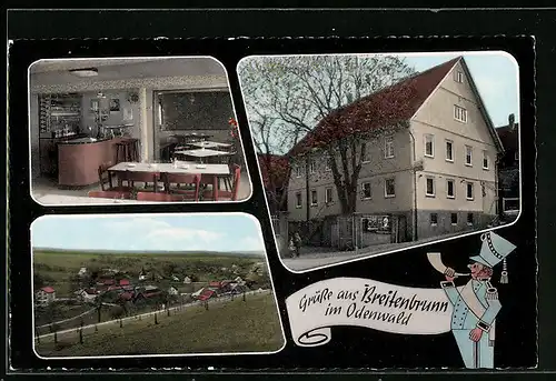 AK Breitenbrunn i. O., Totalansicht, Gasthaus Kur Krone, Höchsterstrasse 41