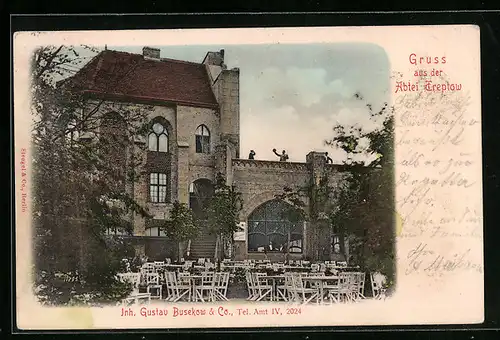 AK Berlin-Treptow, Abtei mit Gartenrestaurant