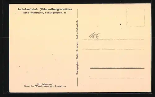 AK Berlin-Wilmersdorf, Treitschke-Schule, Reform-Realgymnasium, Prinzregentenstrasse 33, Turnhalle