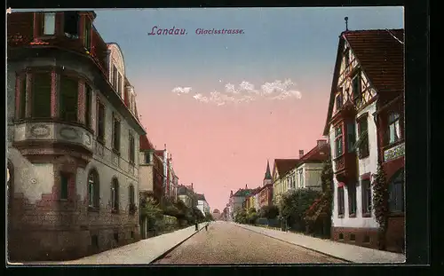 AK Landau, Häuser in der Glacisstrasse