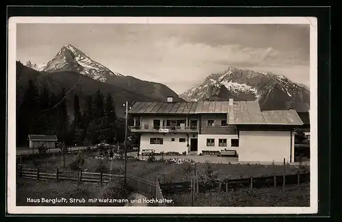 AK Strub, Hotel Haus Bergluft mit Watzmann und Hochkalter