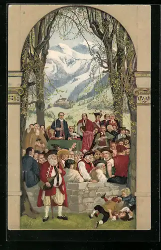AK Schweizer Bundesfeier 1918, Versammlung, Ganzsache