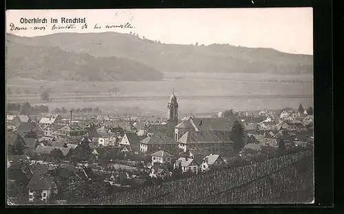 AK Oberkirch im Renchtal, Teilansicht mit Kirche