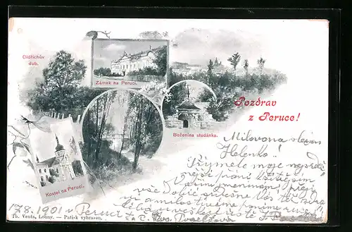 AK Peruc, Bozenina studánka, Kostel, Zámek