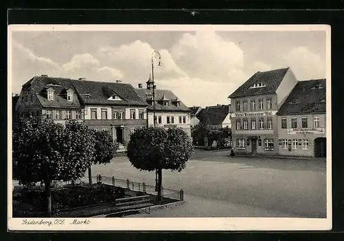 AK Seidenberg /O.-L., Markt mit Hotel Böhmischer Hof