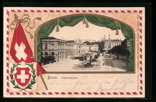 Passepartout-Lithographie Zürich, Partie am Bahnhofplatz