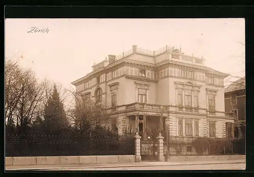 AK Zürich, Villa mit Strassenpartie