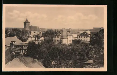 AK Celákovice, Ortsansicht aus der Vogelschau