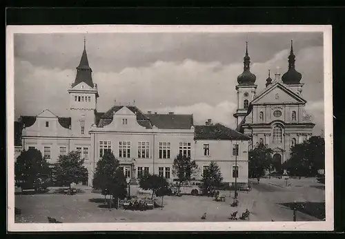 AK Stara Boleslav, Namesti, Kostel, Omnibus